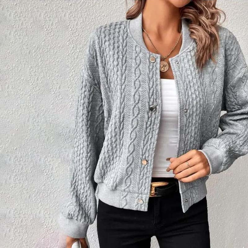 Women's quilted knit bomber jacket for a cozy touch