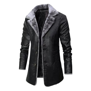 Lucio - long leather jacket with lining