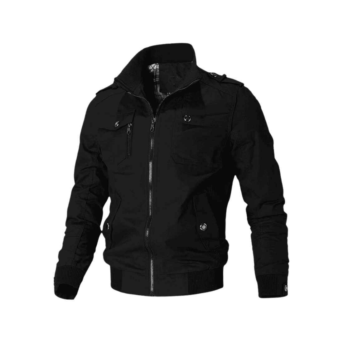 Stylish winter men's jacket with stand collar and slim fit