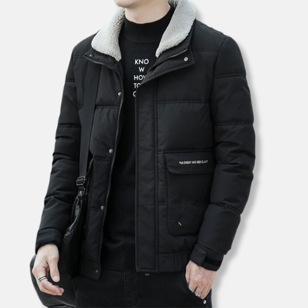 Benjamin Puffer Jacket | Quilted Faux Shearling Collar Jacket