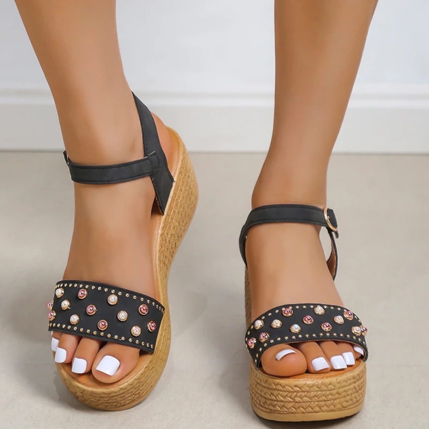 Madeline - Women's Sandals with Rivet and Buckle