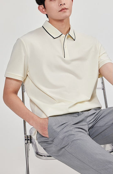 Men's Polo Shirt - Button Closure - Short Sleeves - Classic Collar