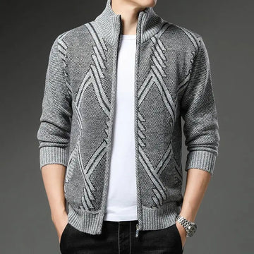 Men's patterned knit cardigan