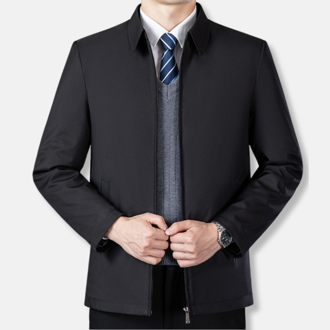 Men’s Jacket – Tailored Fit – Waist Length – Concealed Zip – Business Casual Style