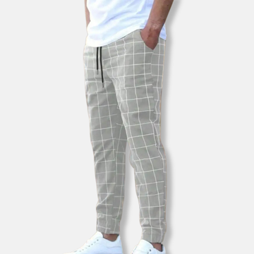 Oscar Tapered Jogger Pants | Check Print Drawstring Ankle-Length Pants