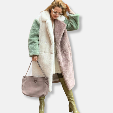 Rosie Fleece Oversized Faux Fur Coat | Notch Lapel Button Front Coat