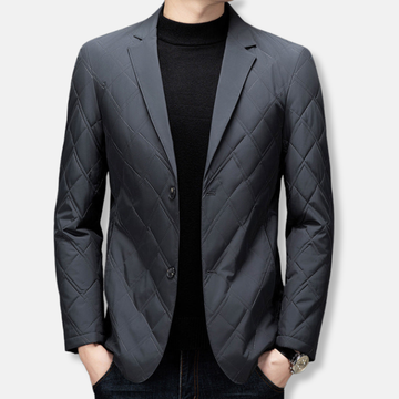Men’s Blazer Jacket - Quilted Woven Fabric - Slim Fit - Notched Lapel