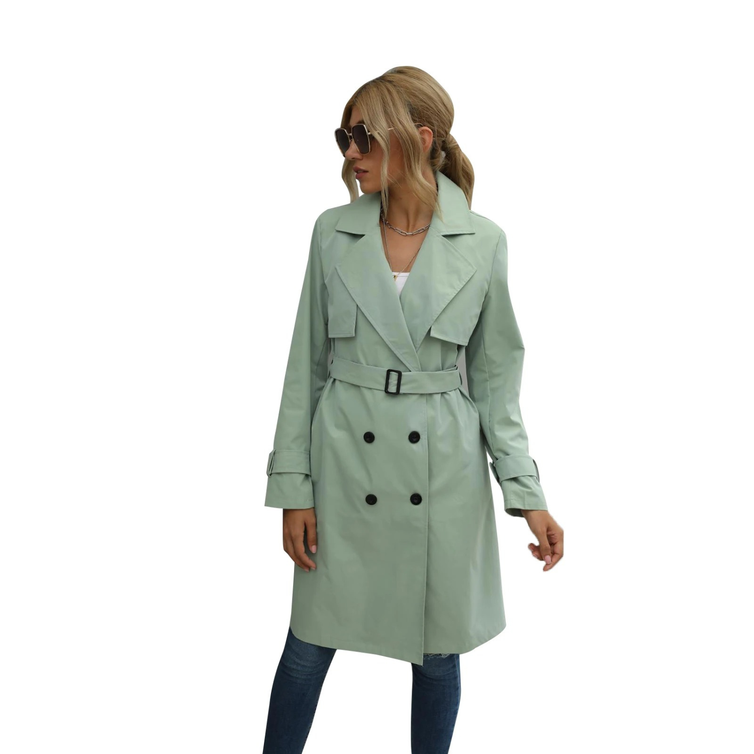 Women's classic belted trench coat for a polished look