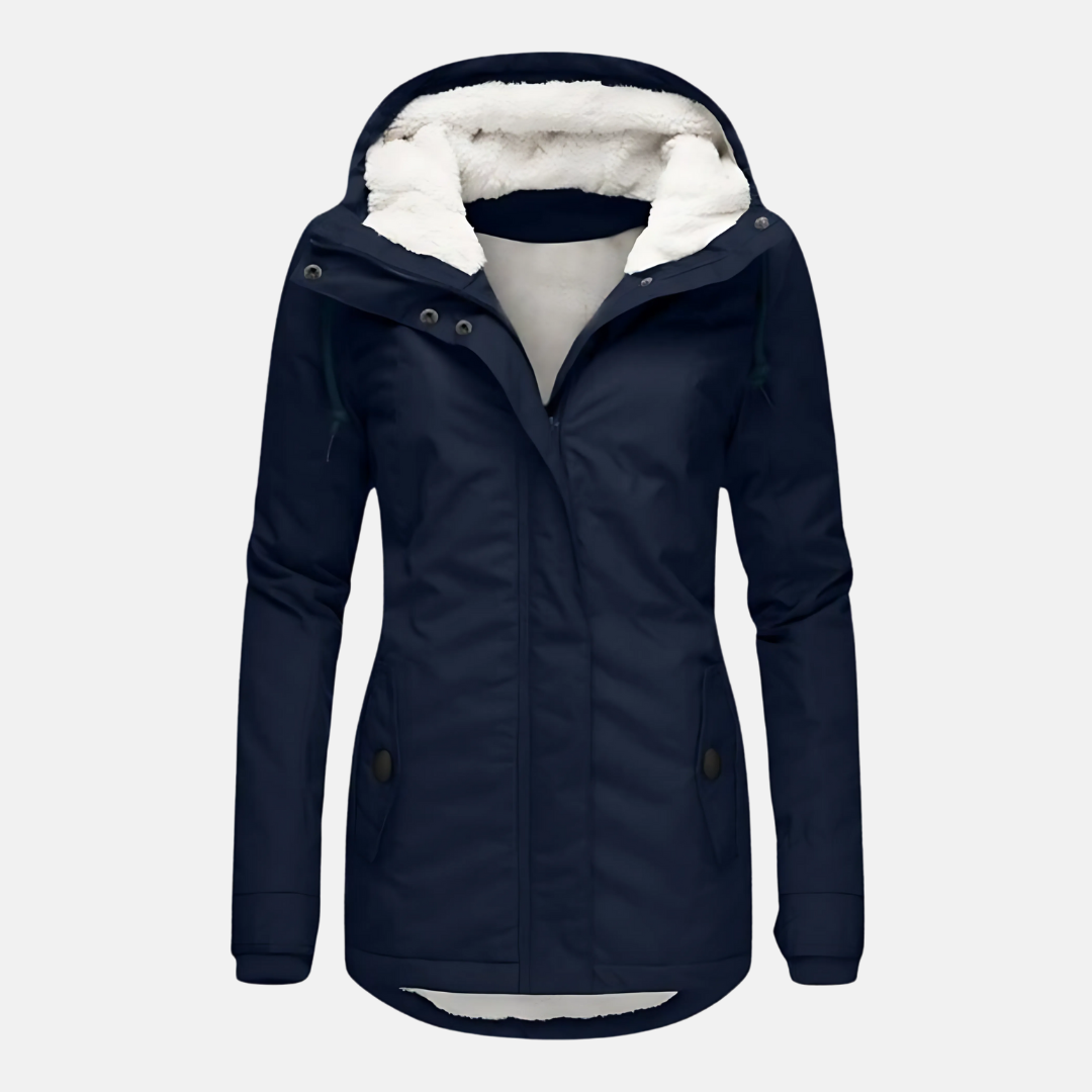 Lydia Hooded Parka | Fleece Lined Button Front Parka