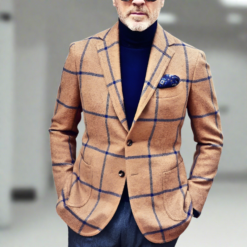 Sophisticated and textured plaid blazer for men