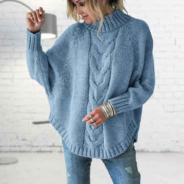 Women's chunky cable knit turtleneck sweater