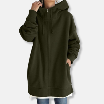 Amelia Oversized Hoodie | Hooded Long Sleeve Zip-Up Sweatshirt