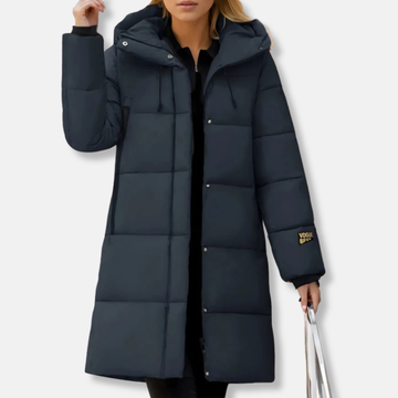 Women’s Puffer Coat – Quilted Insulated Shell – Oversized Fit – Hooded Long Jacket