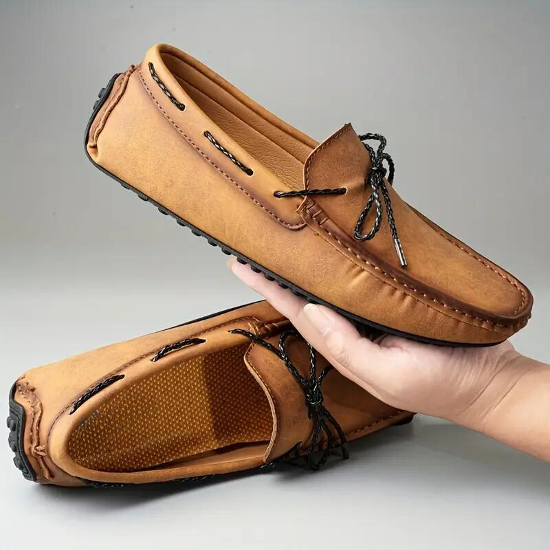 Men's driving loafers with lace-up closure