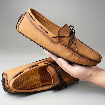 Men's driving loafers with lace-up closure