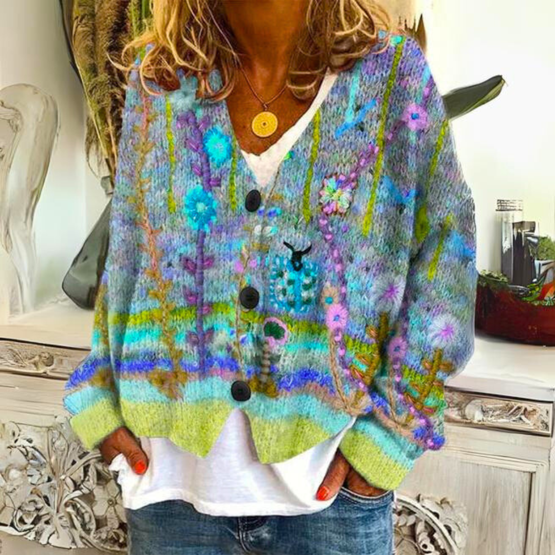 Women's vibrant floral cardigan for a playful pop of color