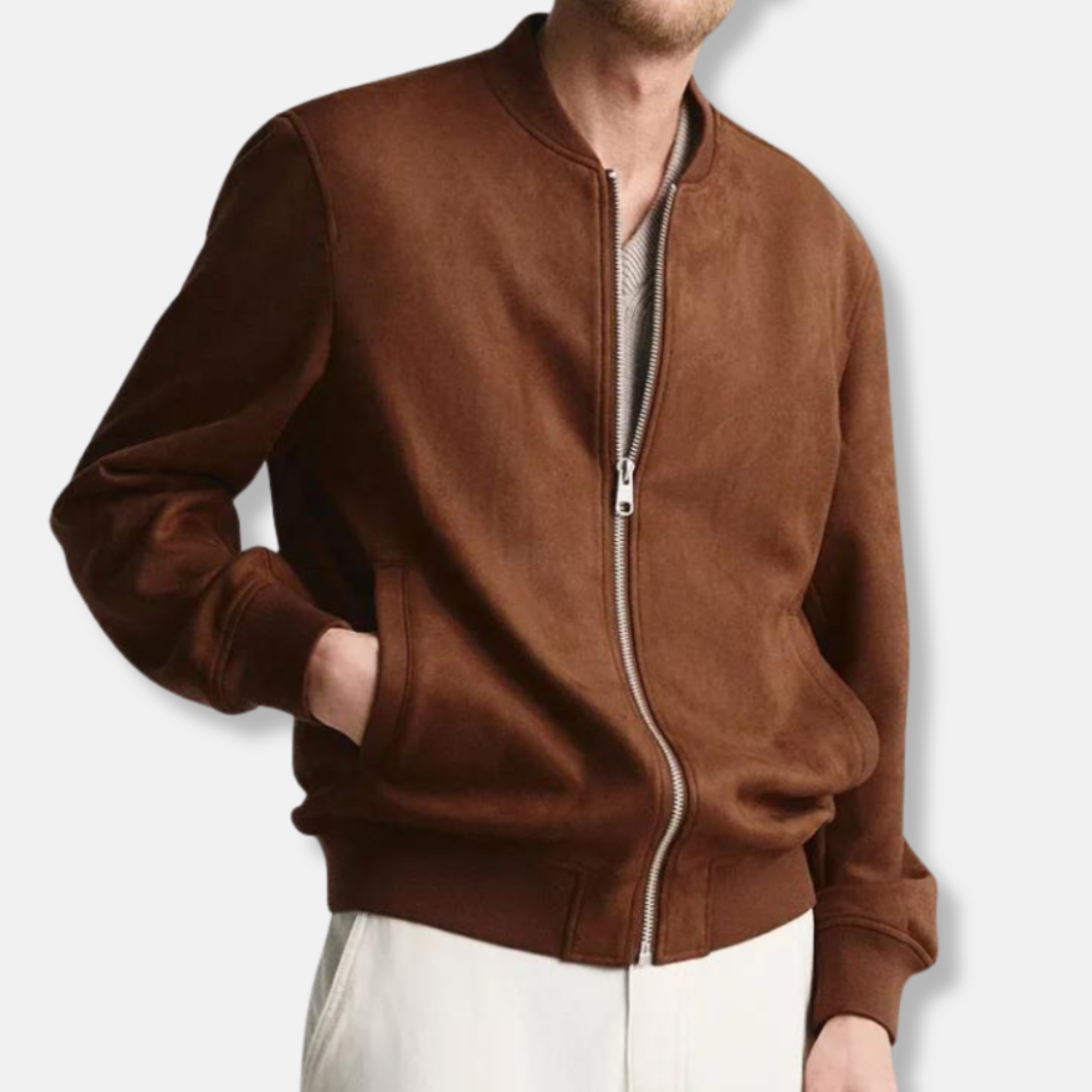 Jack Waist-Length Bomber Jacket | Zip Front Ribbed Bomber Jacket