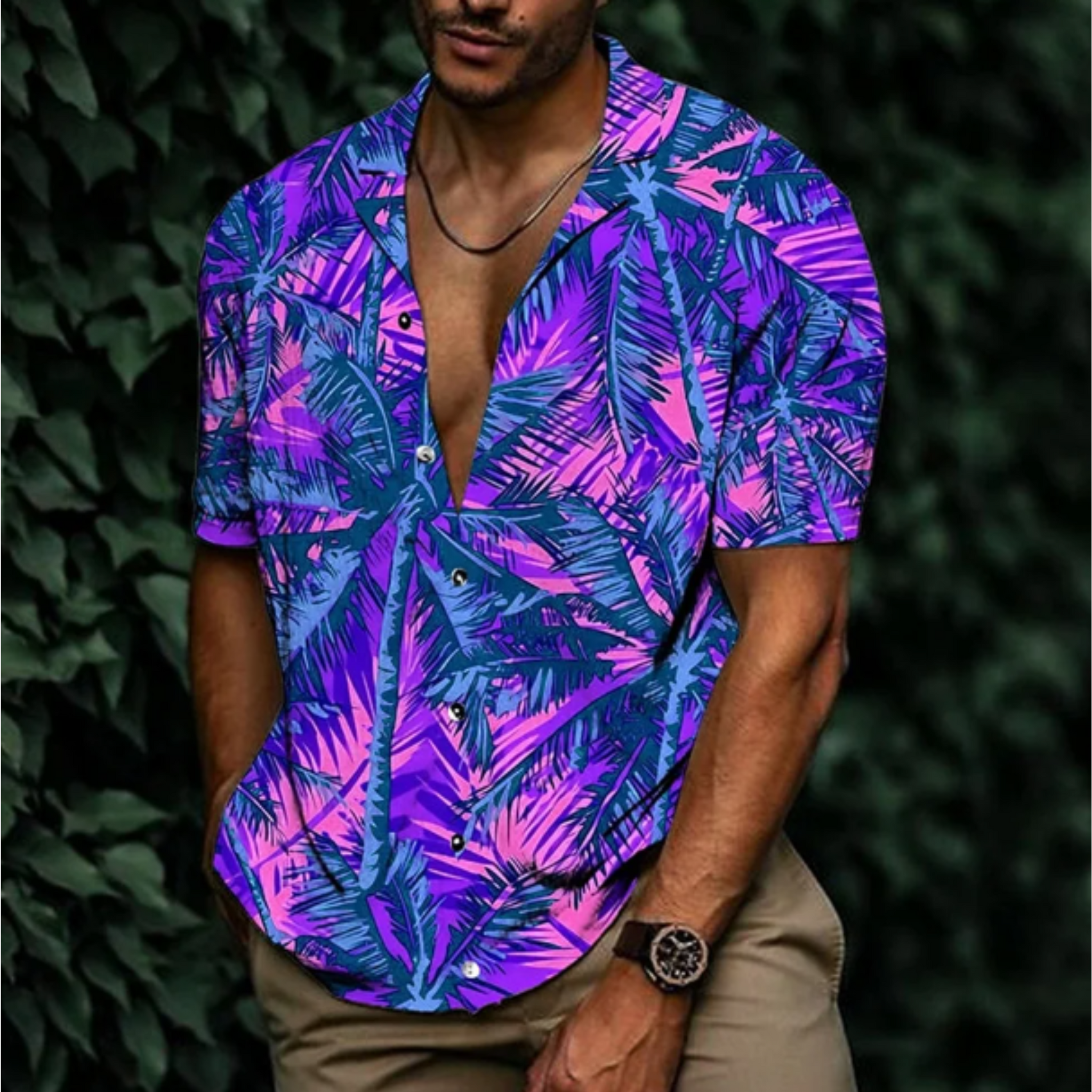 Ozzy - Men's tropical print short sleeve shirt