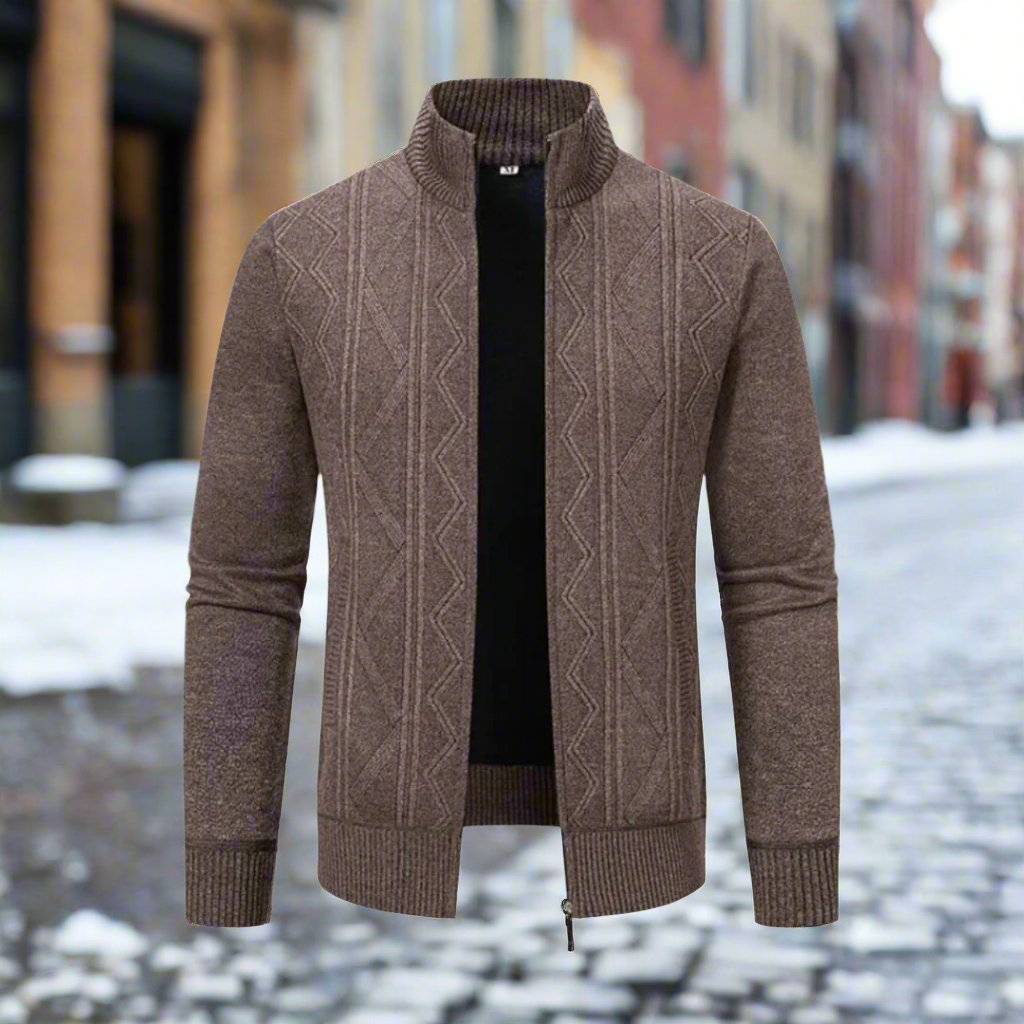 Men's full-zip preppy knit cardigan