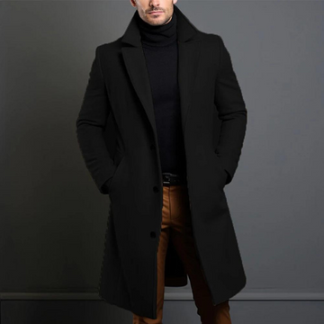 Warm notch lapel trench coat for men