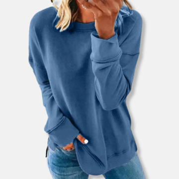 Women’s Sweatshirt – Relaxed Fit – Cotton Blend – Crew Neck Long Sleeve Casual Wear