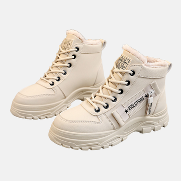 Women’s Boots - High-Top Ankle - Lace-Up Closure - Chunky Platform Sole