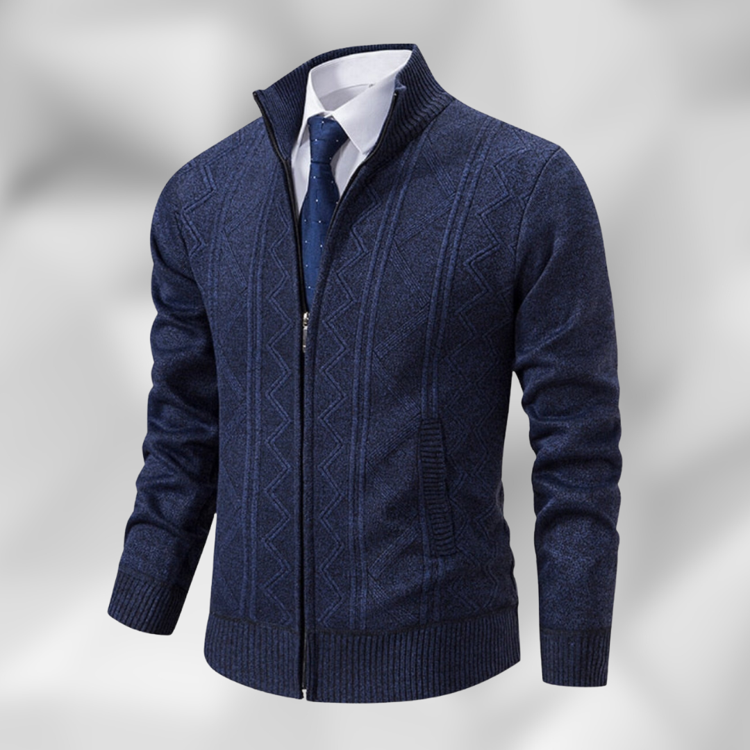 Men’s classic business cardigan with stand collar