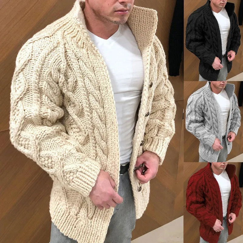 Men's chunky cable knit cardigan