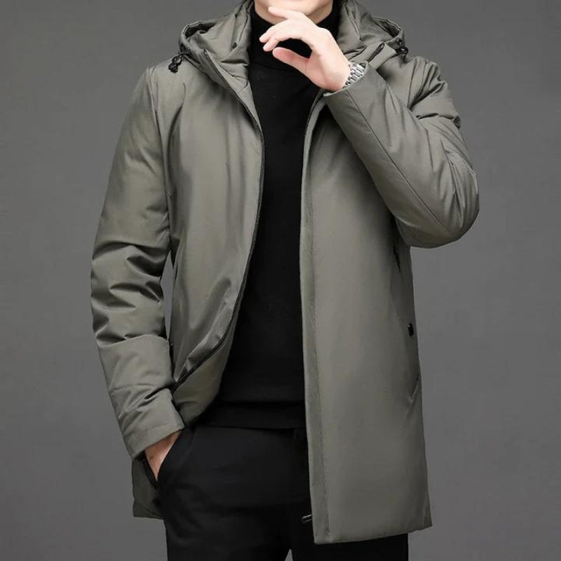 Men's long sleeve hooded winter overcoat