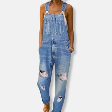 Vittoria Denim Ripped Overalls | Relaxed Fit Sleeveless Overalls