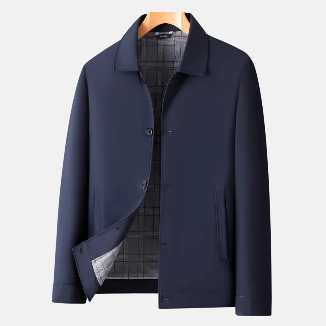 Men’s Jacket - Woven Fabric - Tailored Fit - Spread Collar - Plaid Lined