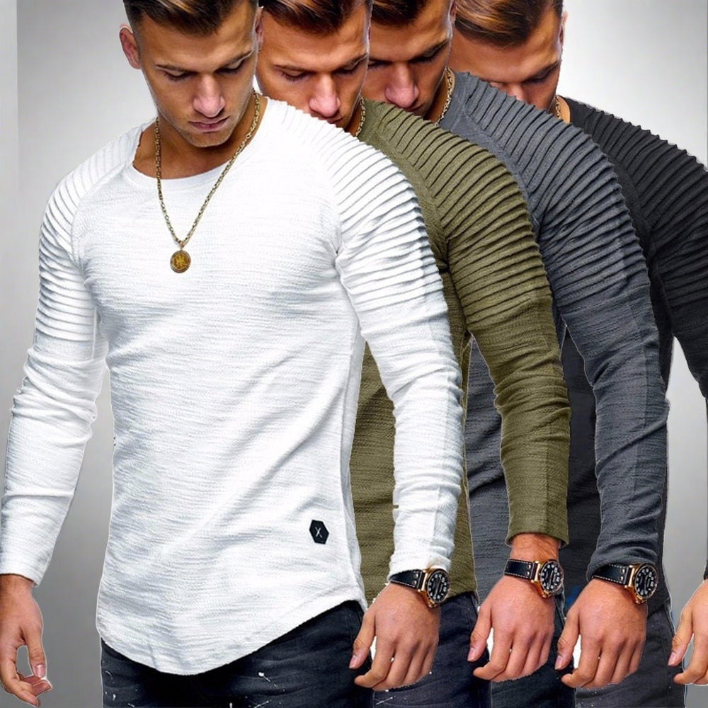 Men's ribbed textured long sleeve shirt