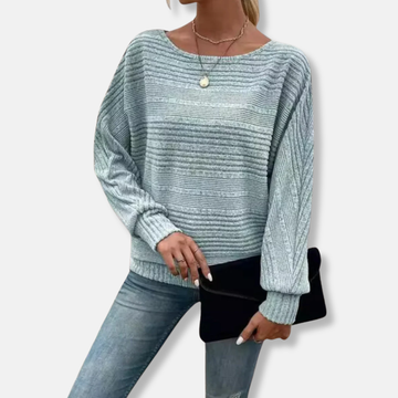 Women’s Top - Knit - Oversized Fit - Boat Neck - Dolman Long Sleeve