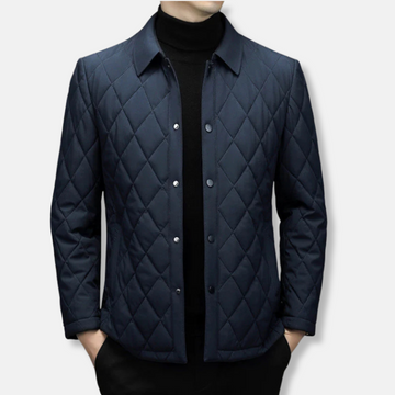 Men’s Quilted Jacket – Diamond Pattern – Regular Fit – Snap Button – Hip Length