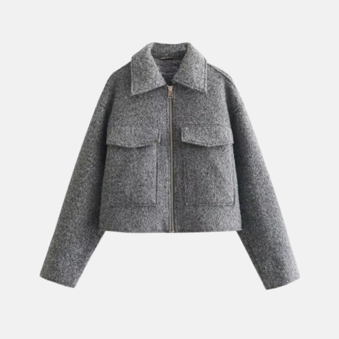 Olivia Wool Cropped Jacket | Relaxed Fit Collared Jacket