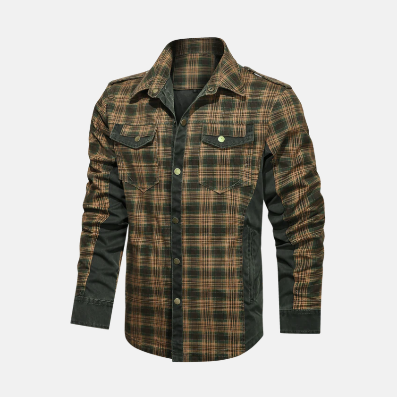 Men’s Shirt Jacket - Cotton Blend - Hip Length - Snap Button Closure