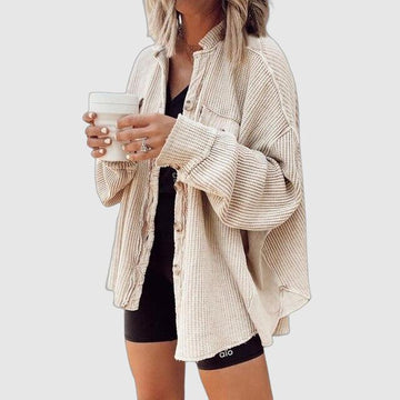 Women's casual cardigan with patch pockets