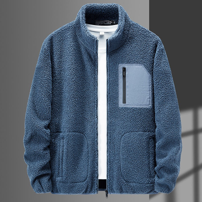 Men's utilitarian fleece cardigan jacket