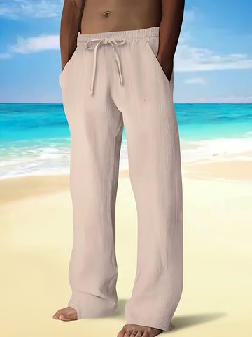 Lightweight breathable drawstring beachwear pants for men