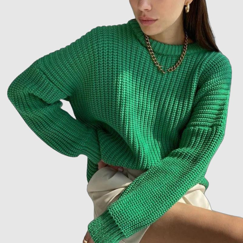 Casual O-neck loose sweater for women