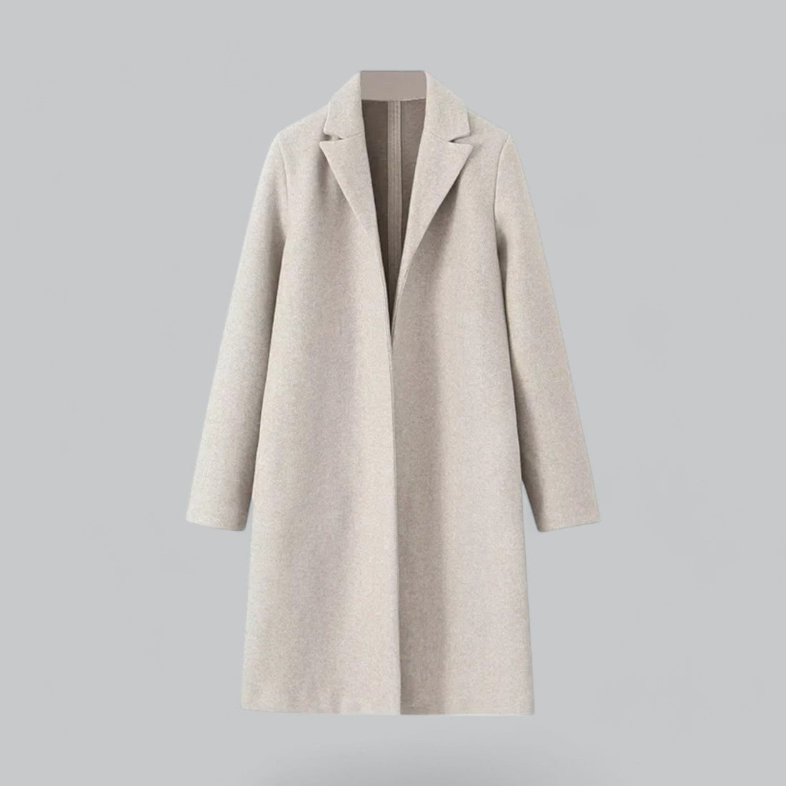 Women’s Long Overcoat - Wool Blend - Knee-Length - Notched Lapel Elegant Outerwear