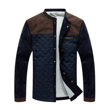 Men's patchwork autumn jacket with contrast sleeves