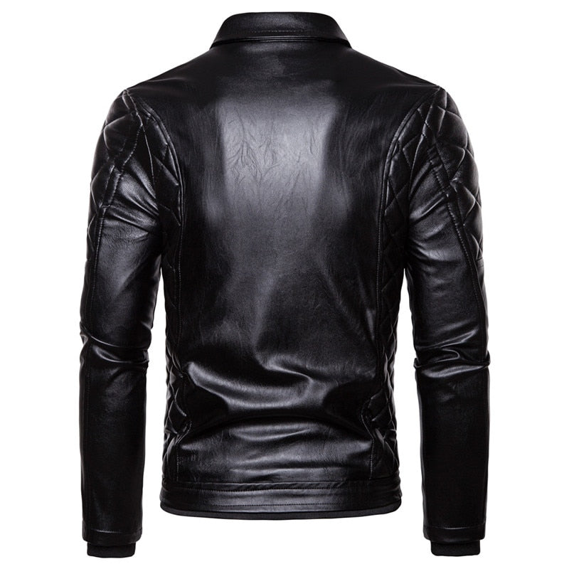 Adriano – biker leather jacket with button zipper