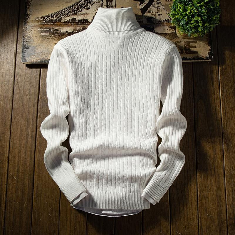 Men's cable knit turtleneck sweater