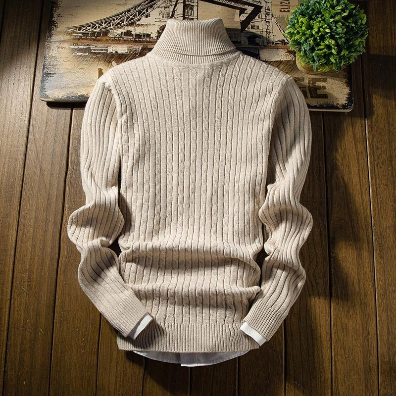 Men's cable knit turtleneck sweater