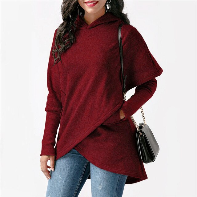 Women's long hooded sweatshirt jacket