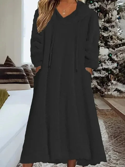 Pirrko™ Fluffy Long Sleeve Hooded Dress