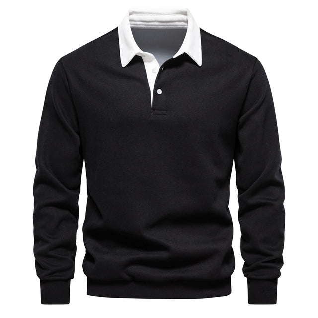 Men's long-sleeved polo collar sweatshirt