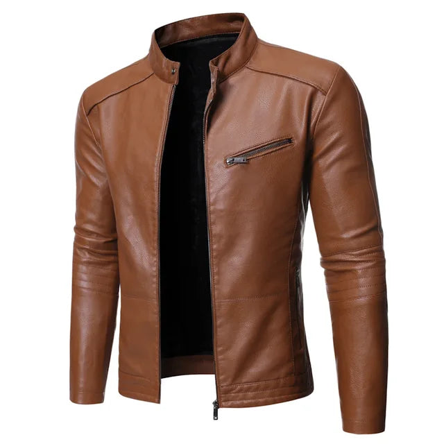 Luther - Men's slim-fit faux leather moto jacket