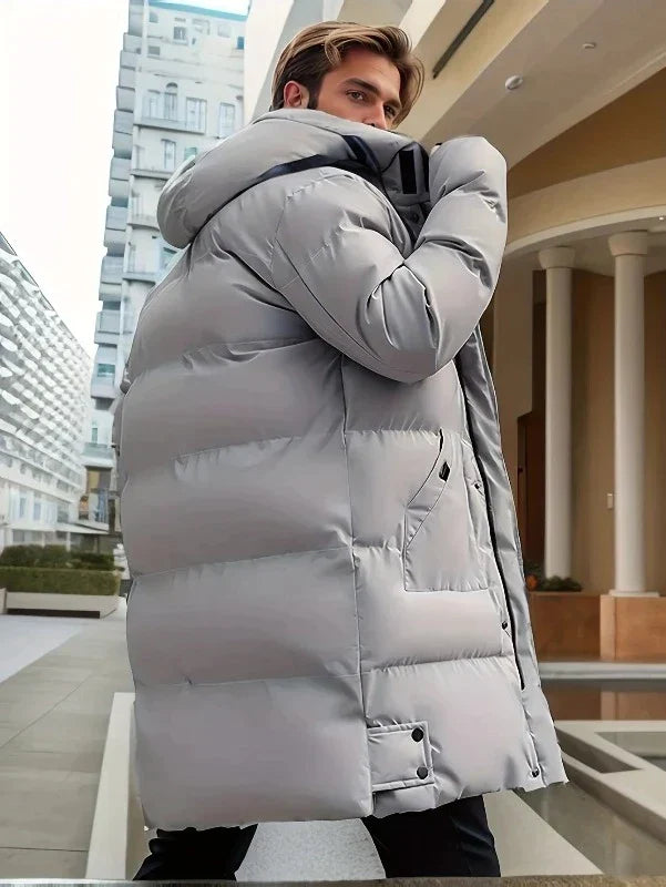 Men’s mid-length hooded winter coat